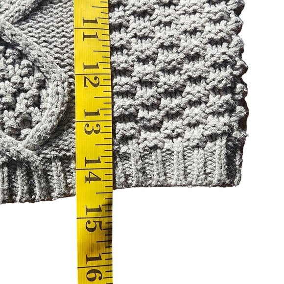 Aeropostale Wn Cropped Chunky CableKnit Sweater Gray L Light Academia Cozy Fall - Picture 14 of 15